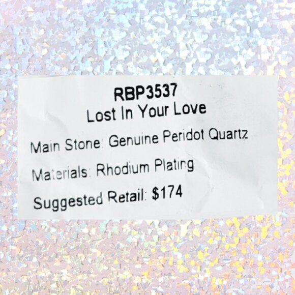 BP Genuine Peridot Quartz Ring - Rhodium Plating (Size 10) - Picture 6 of 7